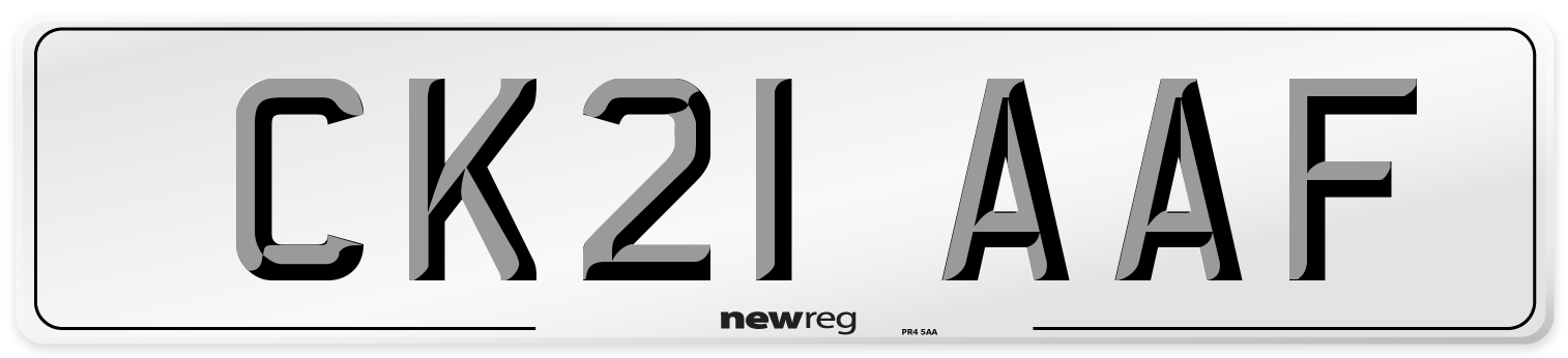 CK21 AAF Number Plate from New Reg